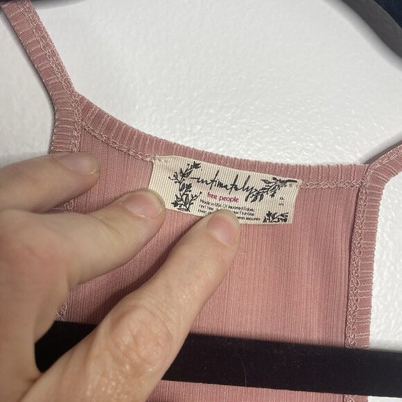 Free People Intimately Tank Top Rib Knit V Neck Flowy Light Brown Women's Small - Picture 3 of 6